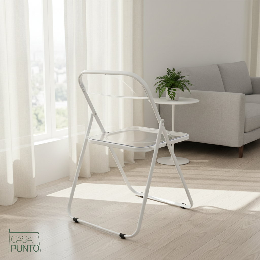 Silla plegable de acrílico transparente Ida - Silla Ghost con estructura de acero cromado