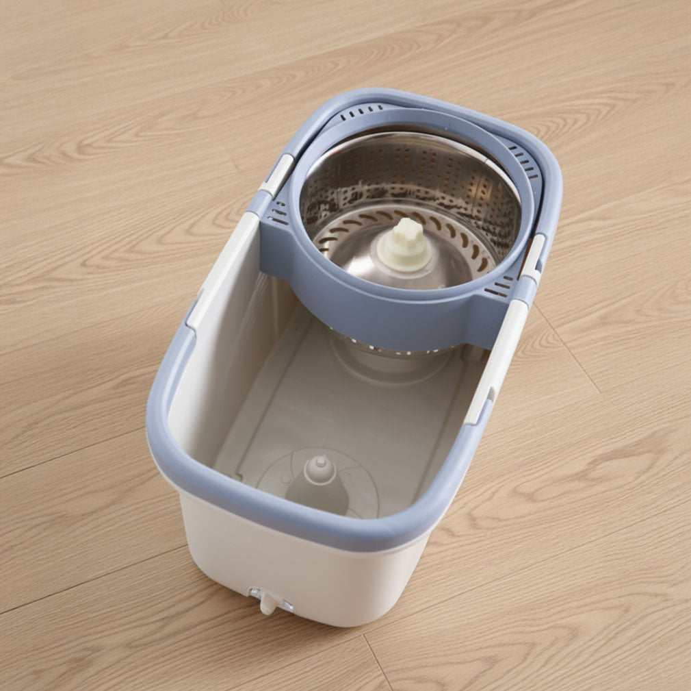 Sistema de cubeta y trapeador giratorio Alma: cámara doble de acero inoxidable con cabezal de microfibra