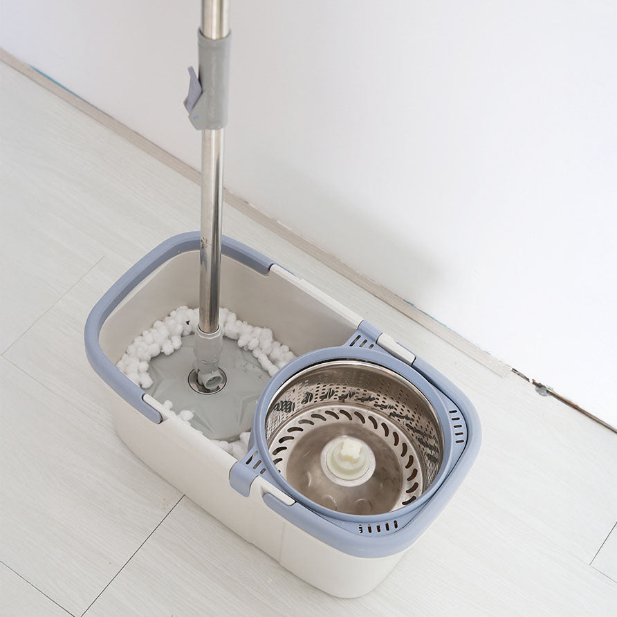 Sistema de cubeta y trapeador giratorio Alma: cámara doble de acero inoxidable con cabezal de microfibra