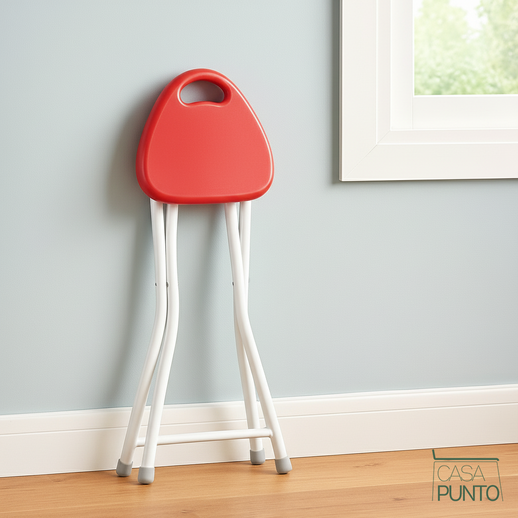 Taburete plegable Josh - Taburete compacto de 4 patas con asa