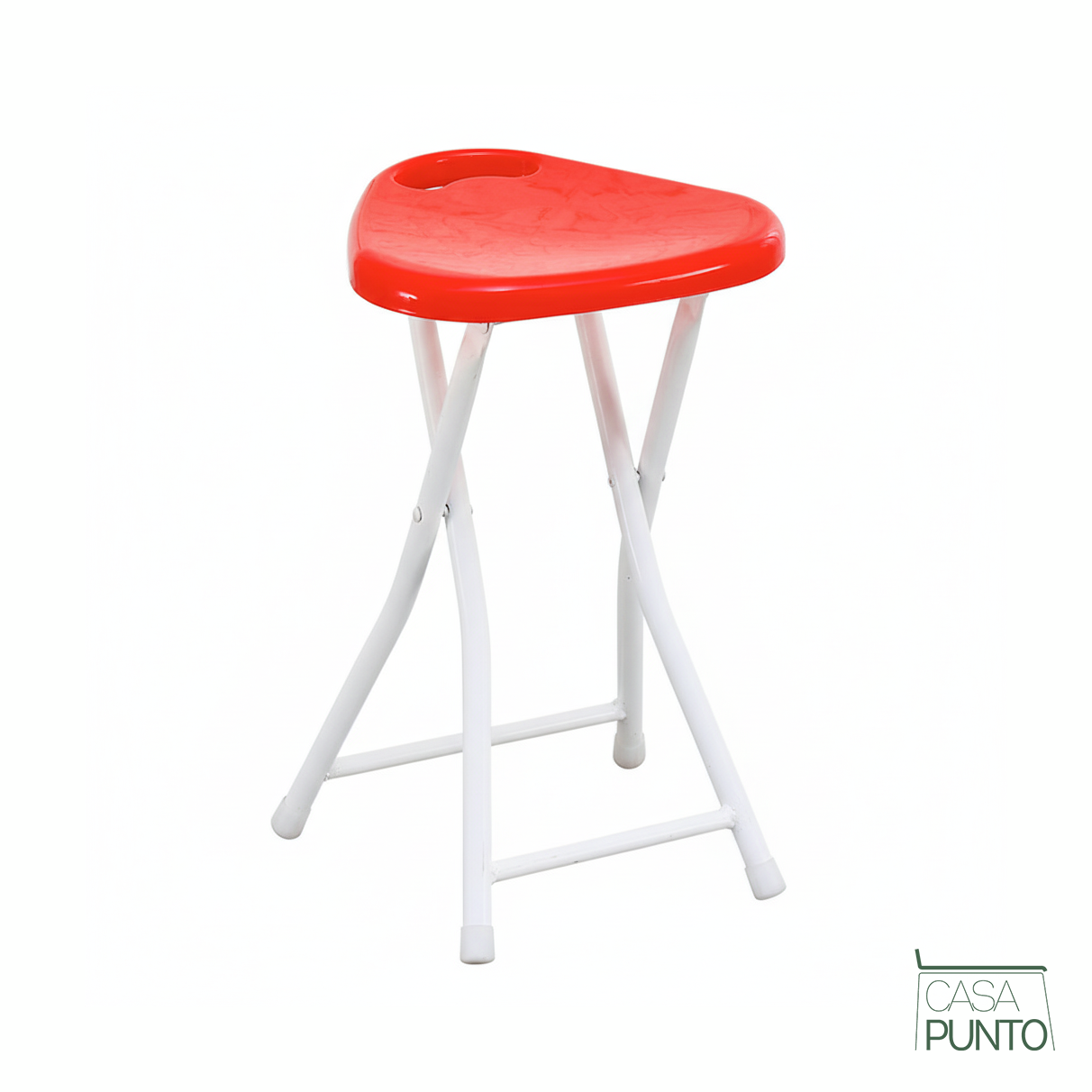 Taburete plegable Josh - Taburete compacto de 4 patas con asa