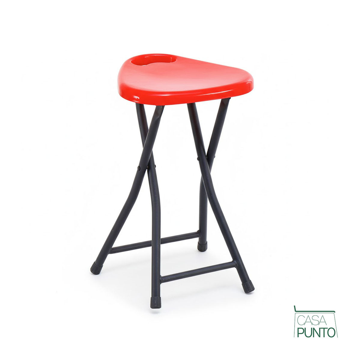 Taburete plegable Josh - Taburete compacto de 4 patas con asa