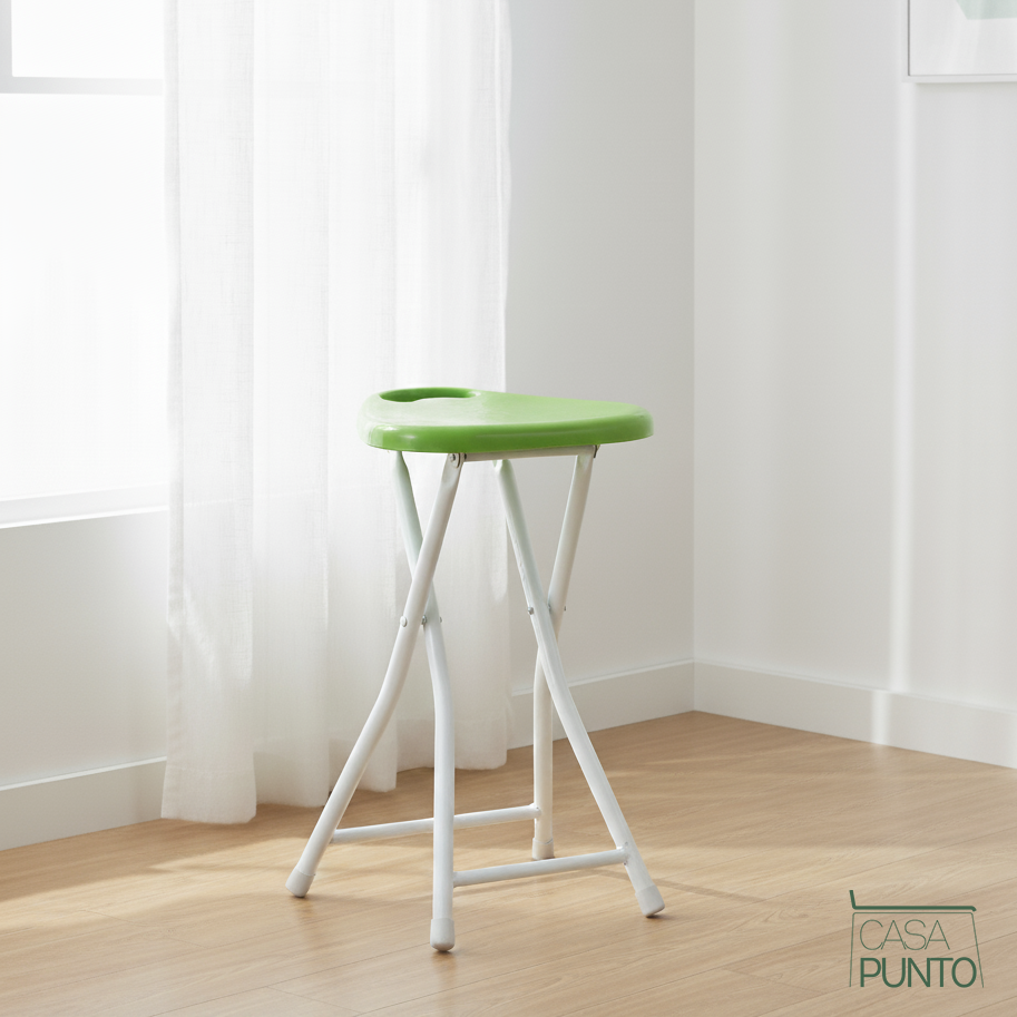 Taburete plegable Josh - Taburete compacto de 4 patas con asa