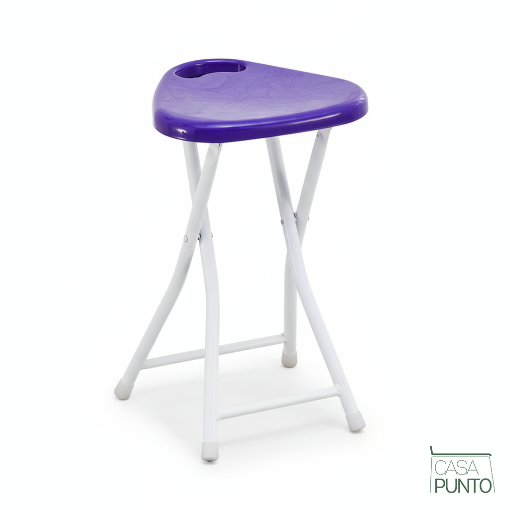 Taburete plegable Josh - Taburete compacto de 4 patas con asa