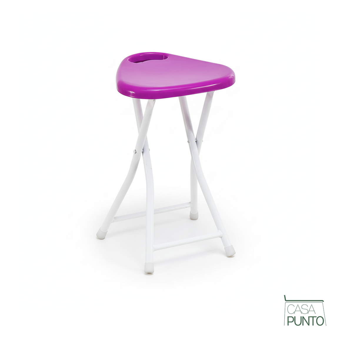 Taburete plegable Josh - Taburete compacto de 4 patas con asa