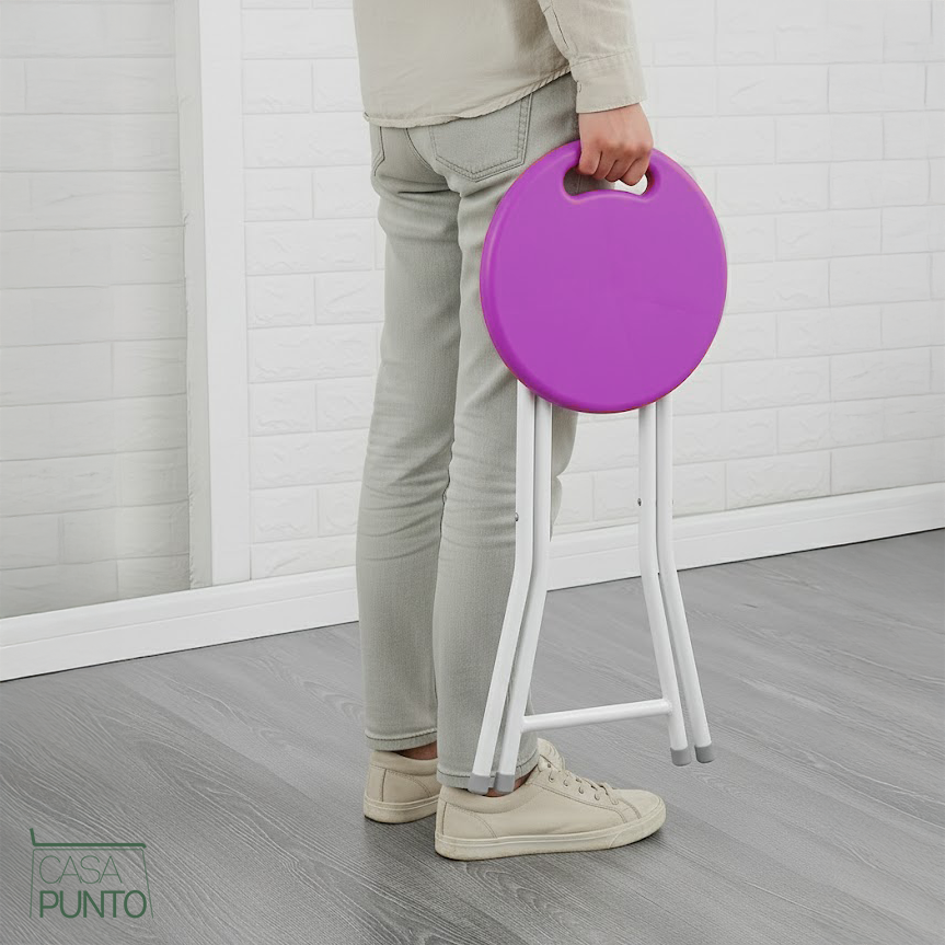 Taburete plegable Josh - Taburete compacto de 4 patas con asa