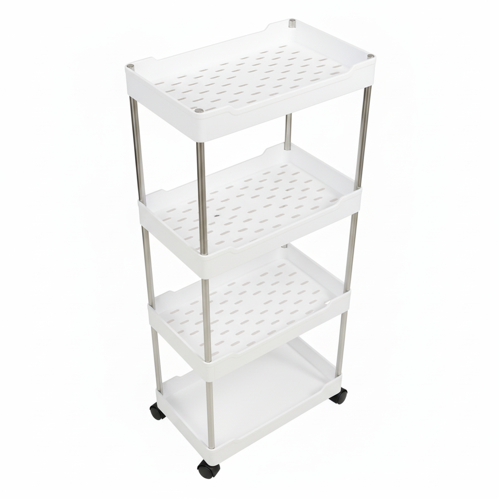 Carro utilitario rodante de 4 niveles Tilly - Organizador de almacenamiento delgado