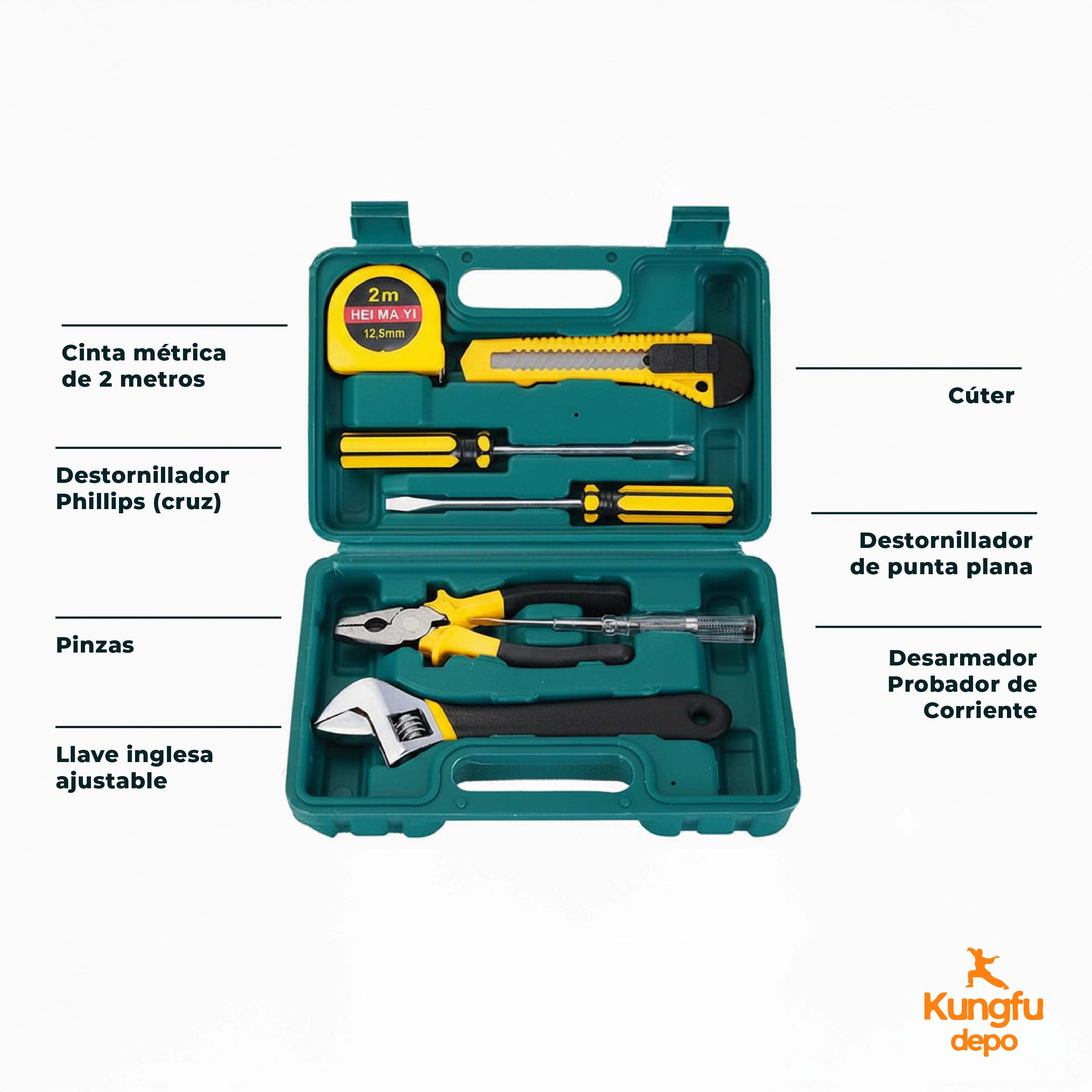 Juego de herramientas de ayuda para el hogar John Essential de 8 piezas