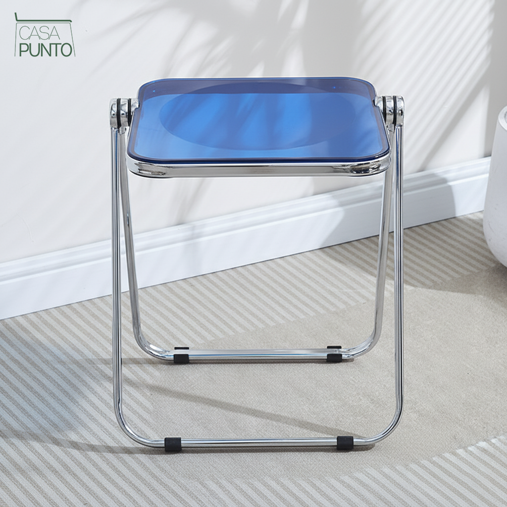 Mio Mini Mesa Plegable de Acrílico - Mesa Transparente con Patas Cromadas