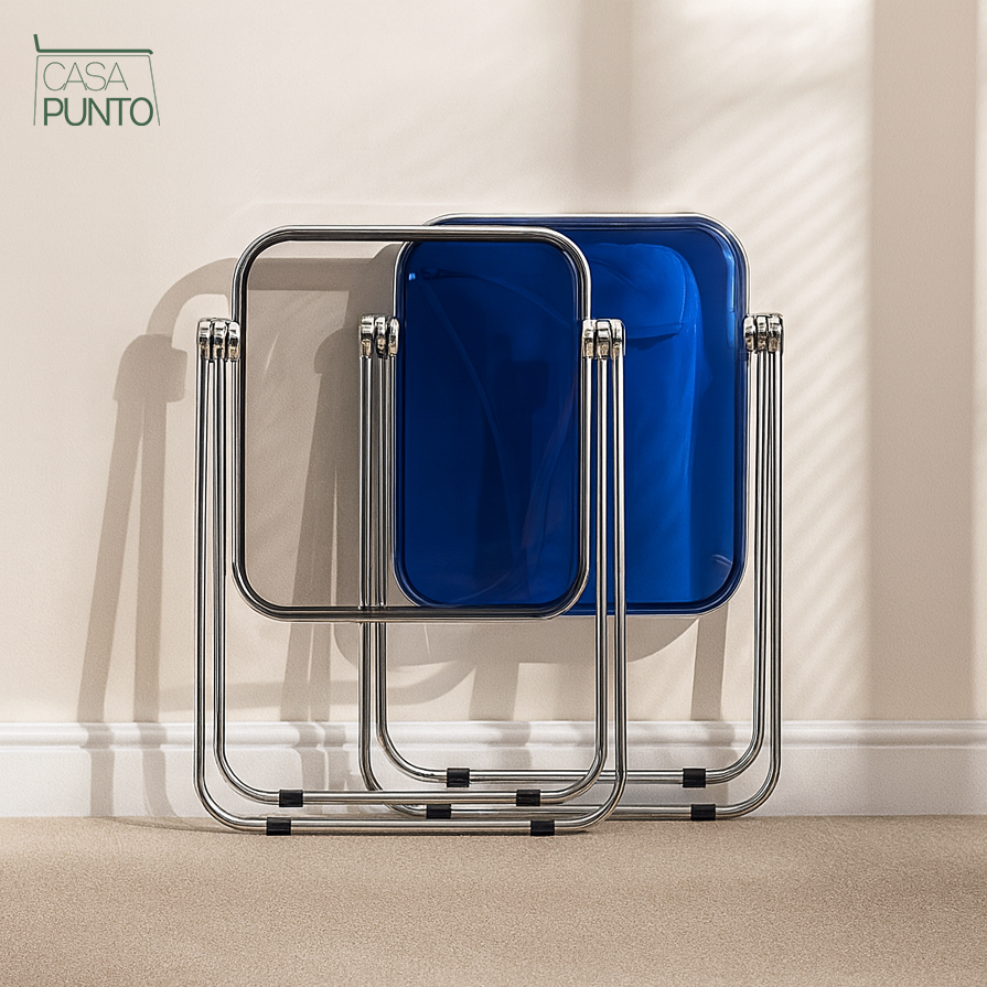 Mio Mini Mesa Plegable de Acrílico - Mesa Transparente con Patas Cromadas