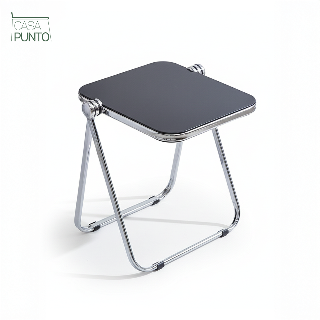 Mio Mini Mesa Plegable de Acrílico - Mesa Transparente con Patas Cromadas