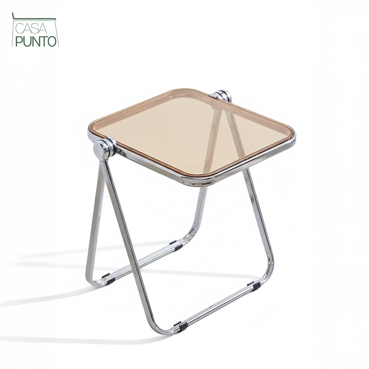 Mio Mini Mesa Plegable de Acrílico - Mesa Transparente con Patas Cromadas