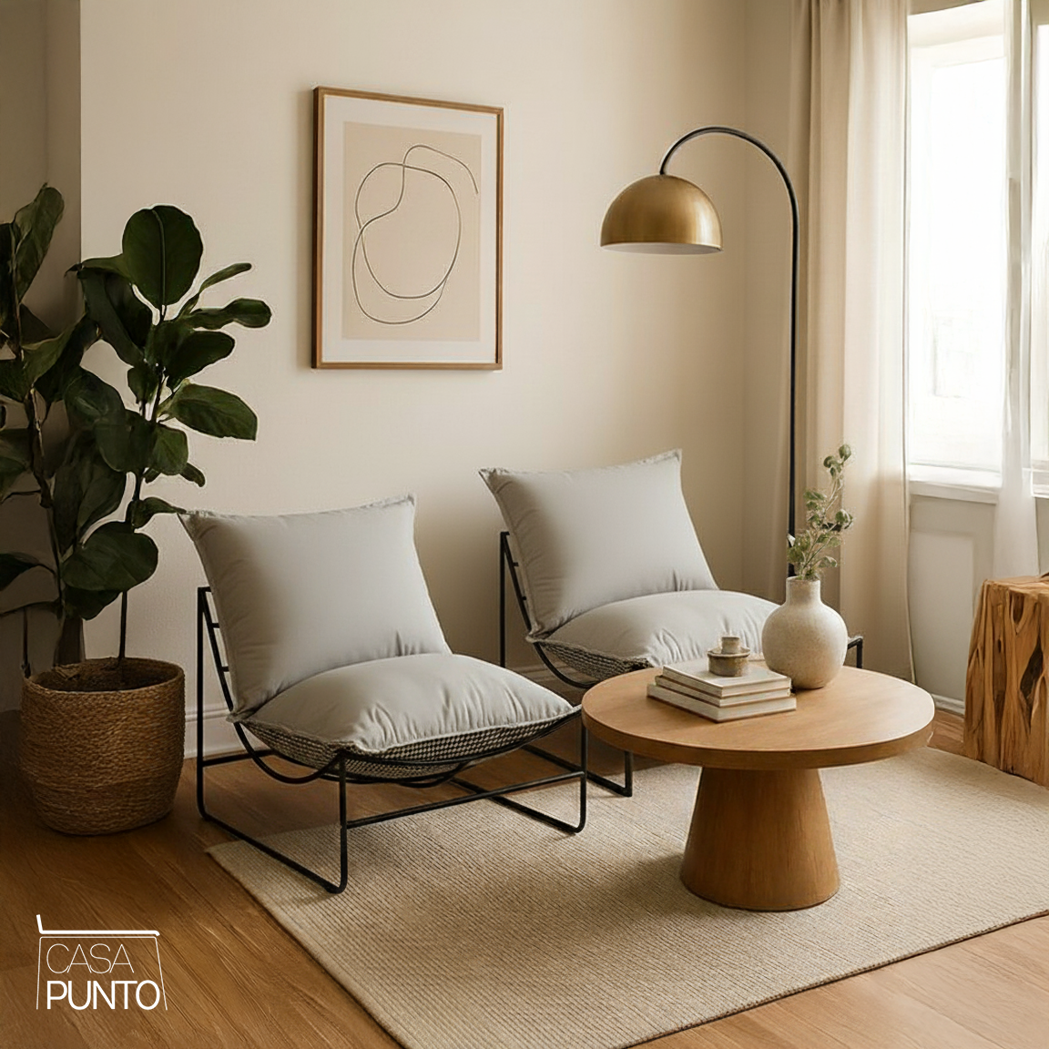 Saga Lazy Chair - Sillón lounge moderno con estampado de pata de gallo