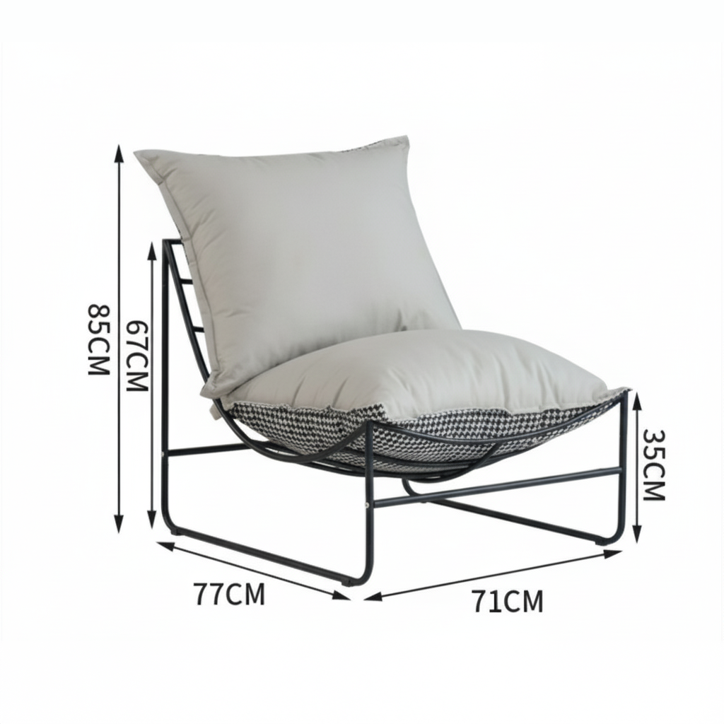 Saga Lazy Chair - Sillón lounge moderno con estampado de pata de gallo