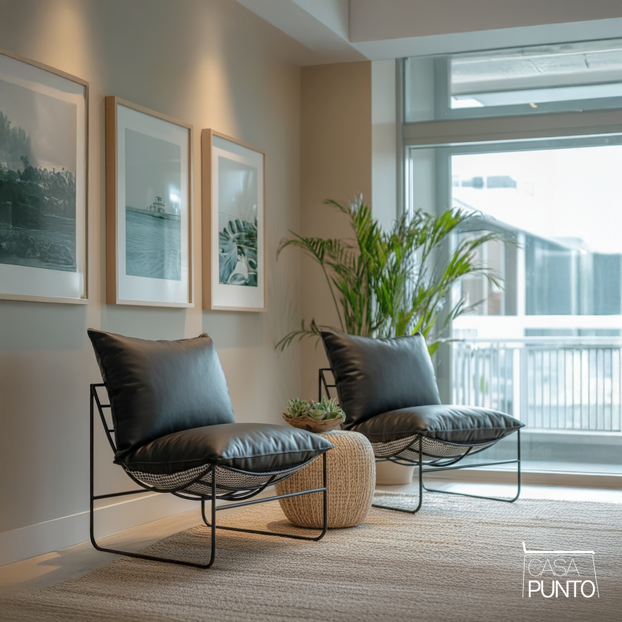 Saga Lazy Chair - Sillón lounge moderno con estampado de pata de gallo