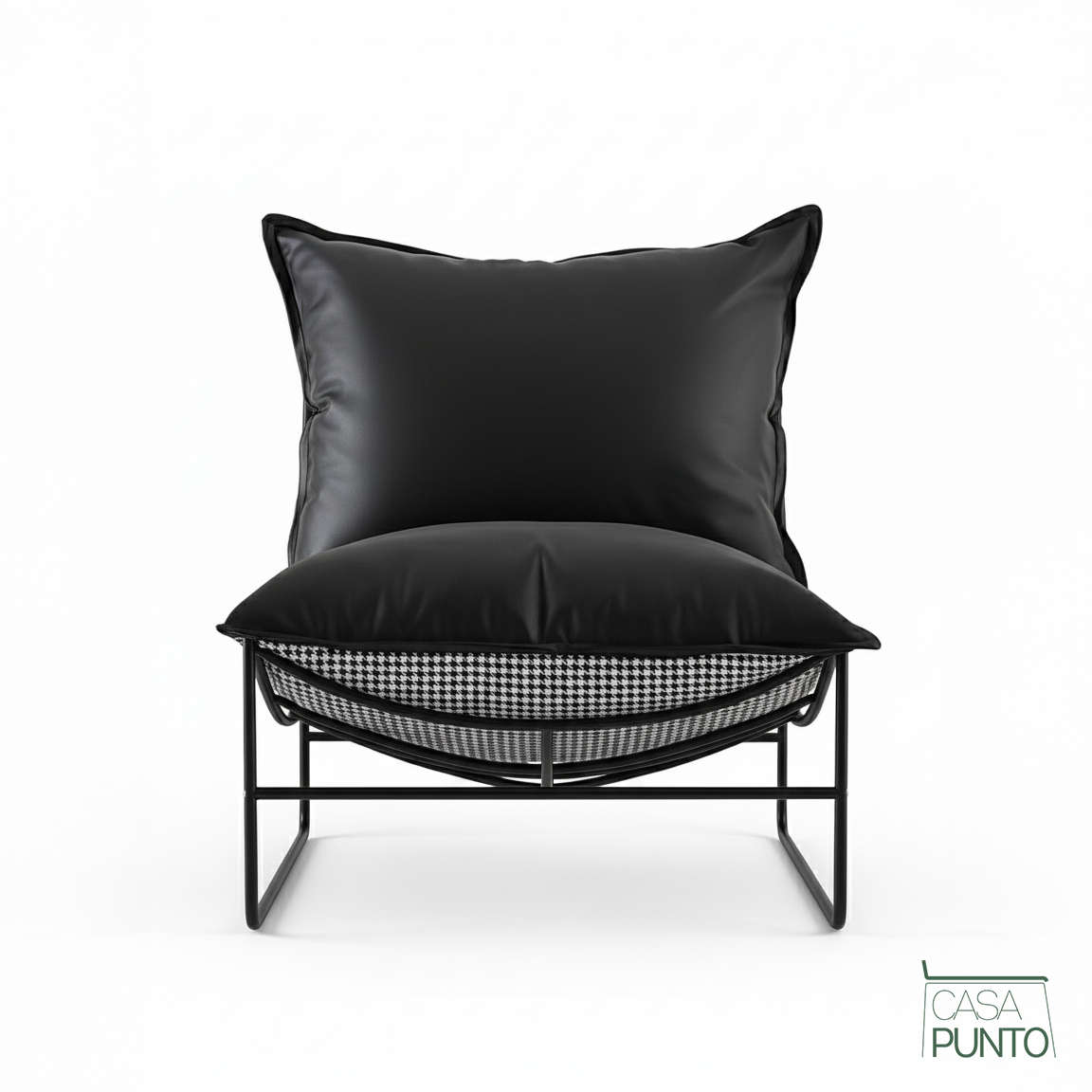 Saga Lazy Chair - Sillón lounge moderno con estampado de pata de gallo