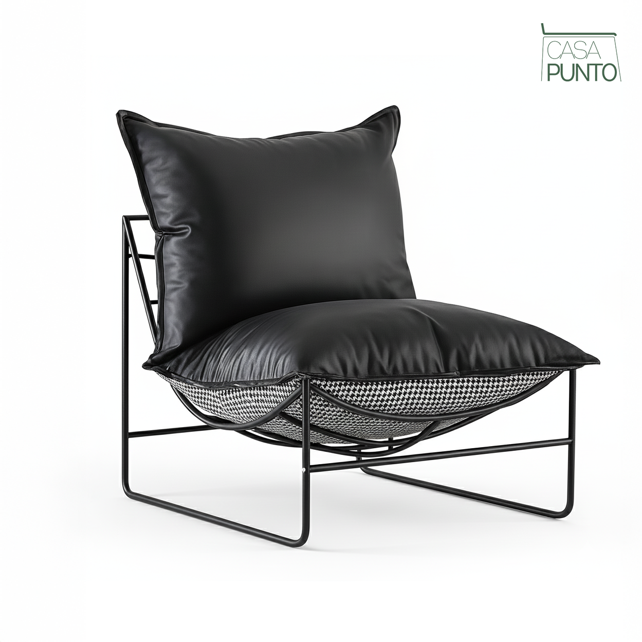 Saga Lazy Chair - Sillón lounge moderno con estampado de pata de gallo