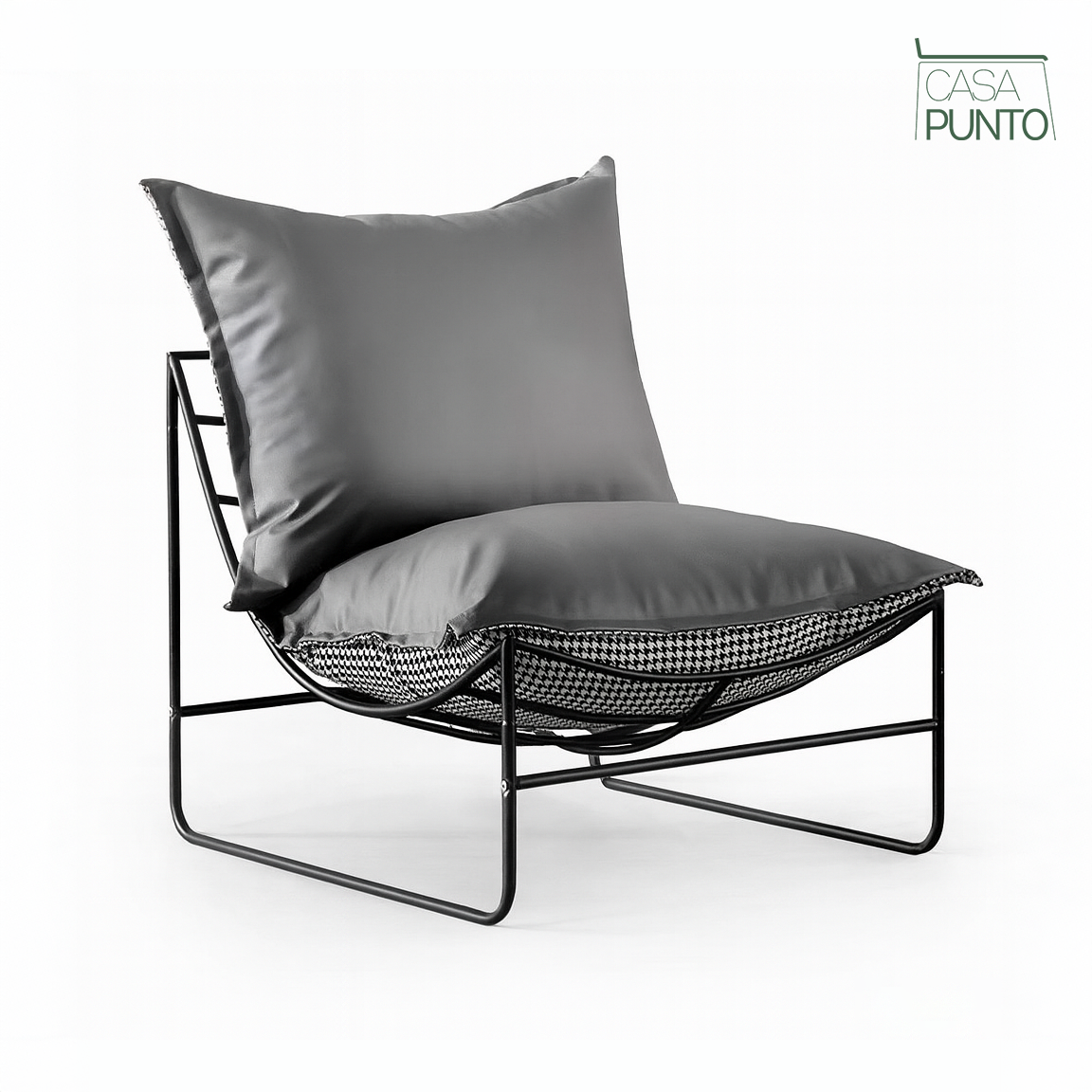 Saga Lazy Chair - Sillón lounge moderno con estampado de pata de gallo