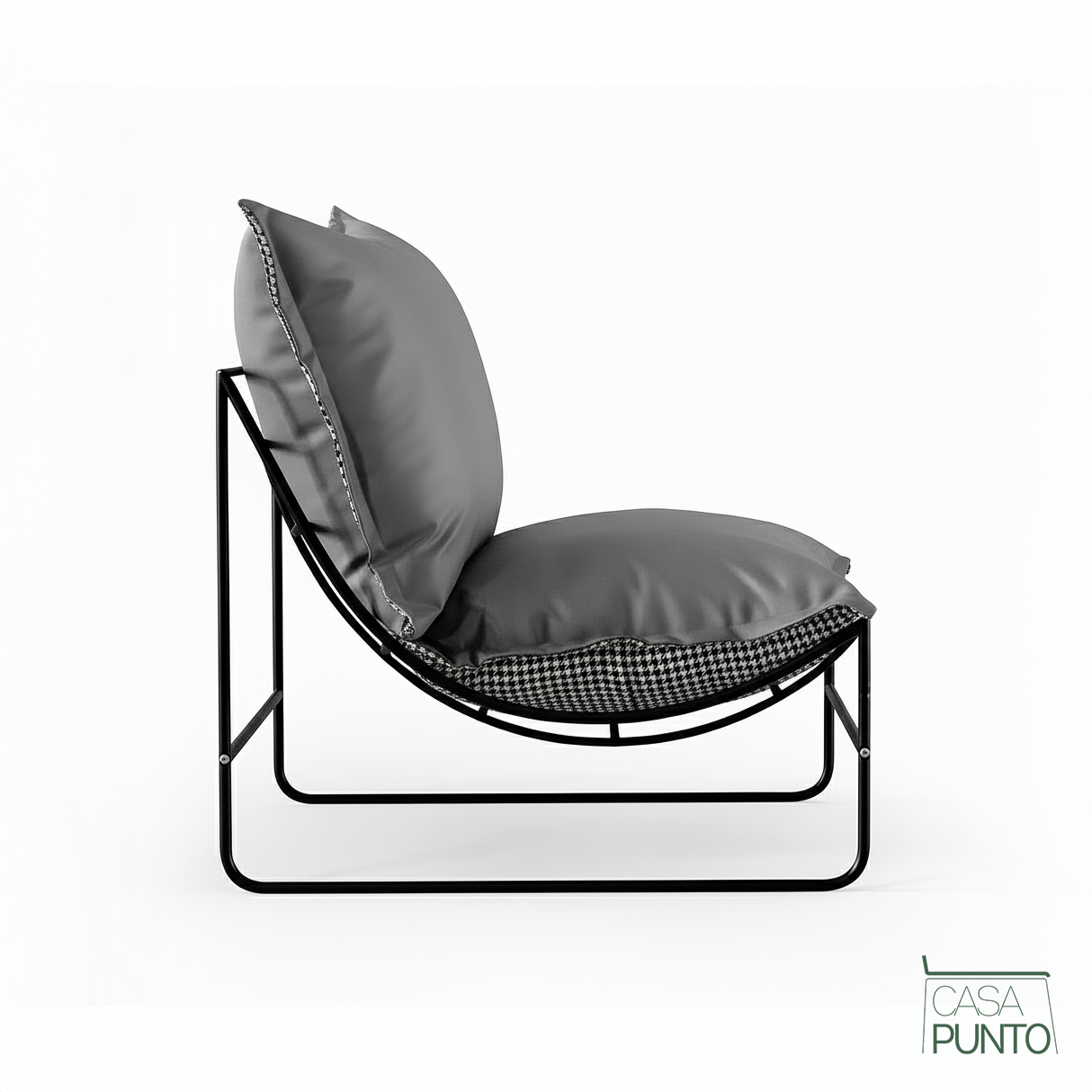 Saga Lazy Chair - Sillón lounge moderno con estampado de pata de gallo
