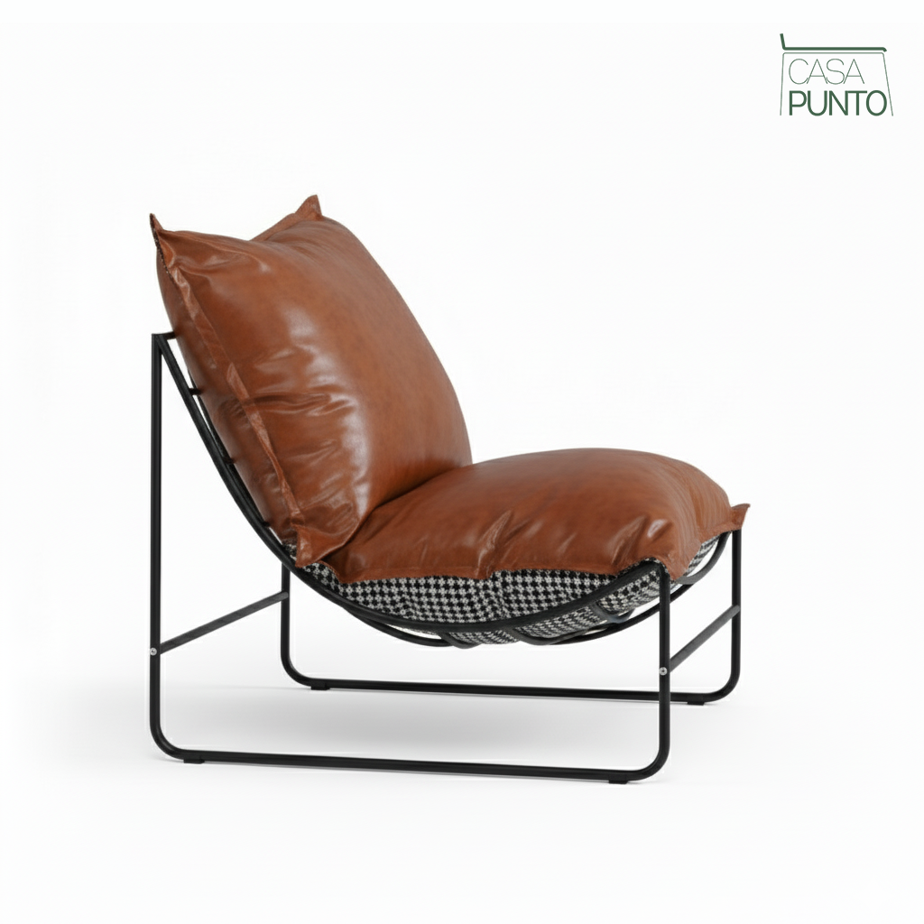 Saga Lazy Chair - Sillón lounge moderno con estampado de pata de gallo