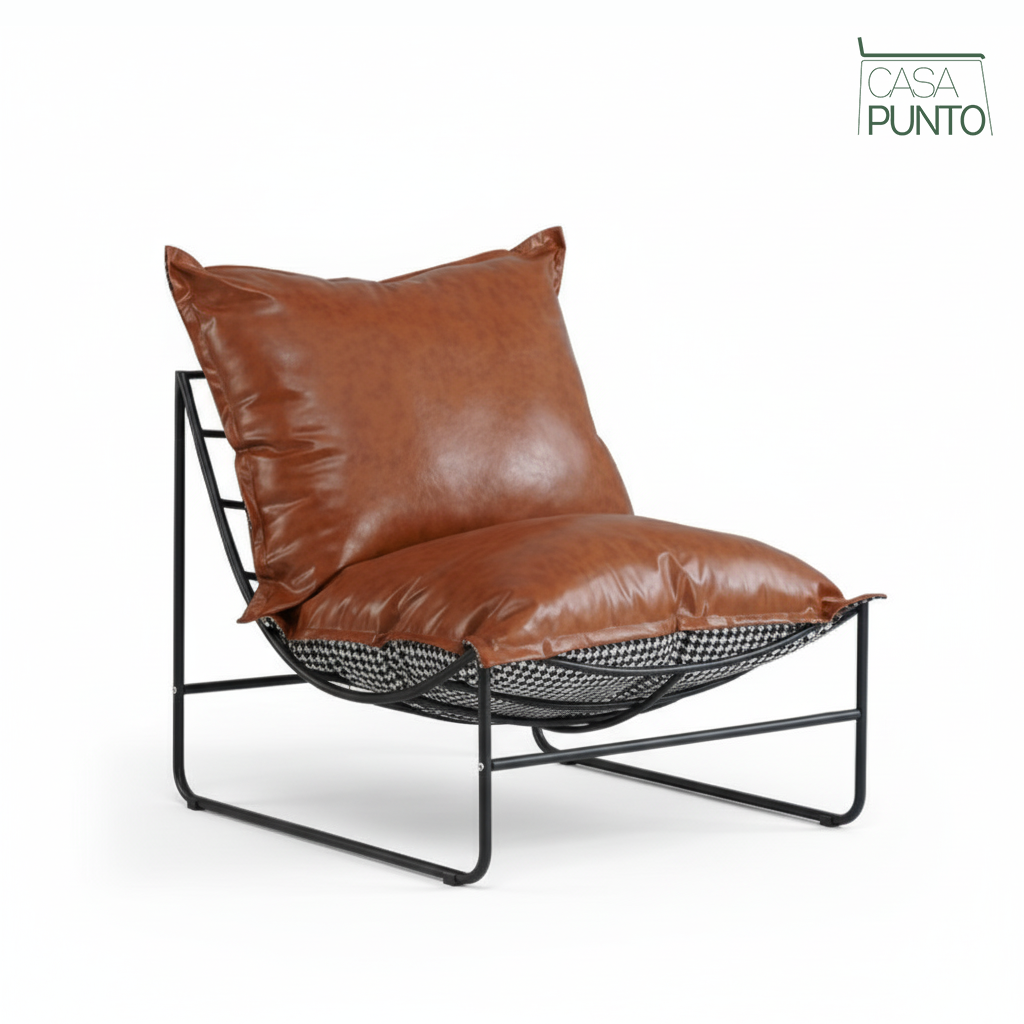 Saga Lazy Chair - Sillón lounge moderno con estampado de pata de gallo