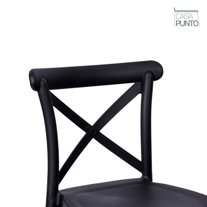 Taburete de bar Grubi con respaldo cruzado - Trona apilable