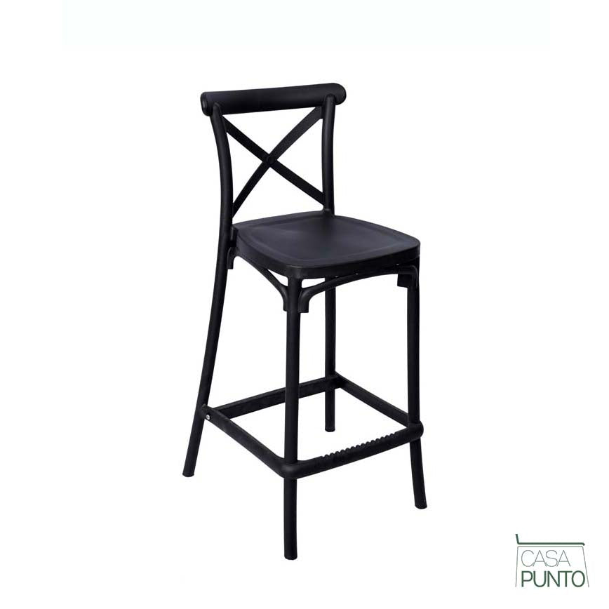 Taburete de bar Grubi con respaldo cruzado - Trona apilable