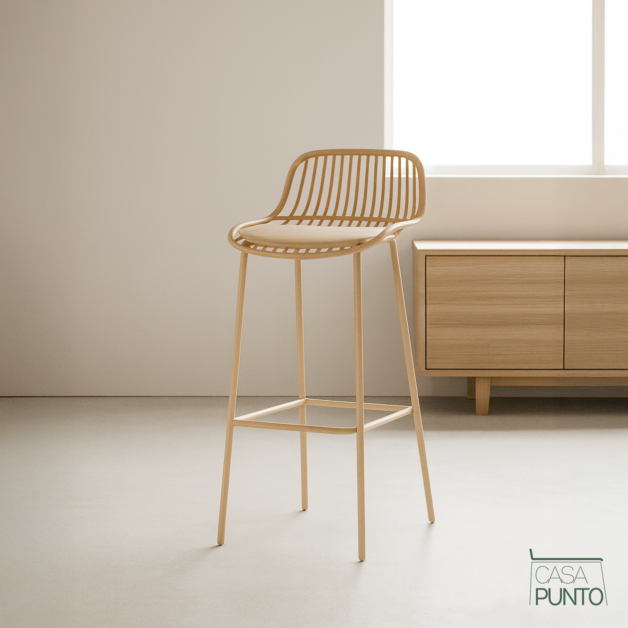 Taburete de bar Kerstin - Trona de metal estilo nórdico