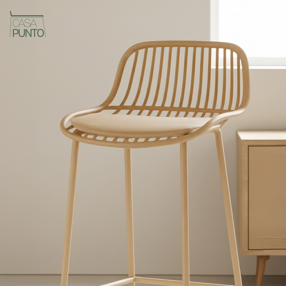 Taburete de bar Kerstin - Trona de metal estilo nórdico