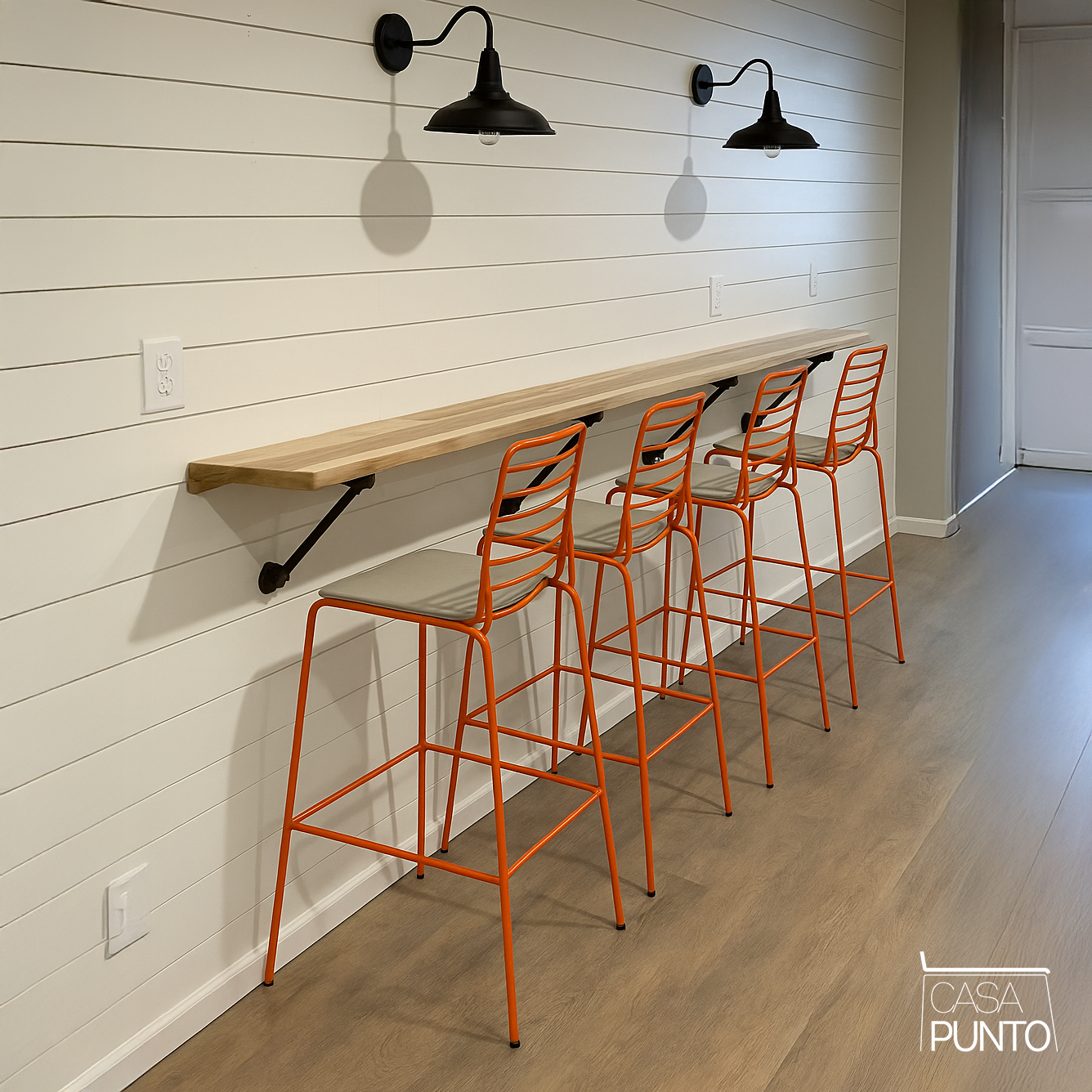 Taburete de bar Lovisa - Trona industrial de metal con cojín