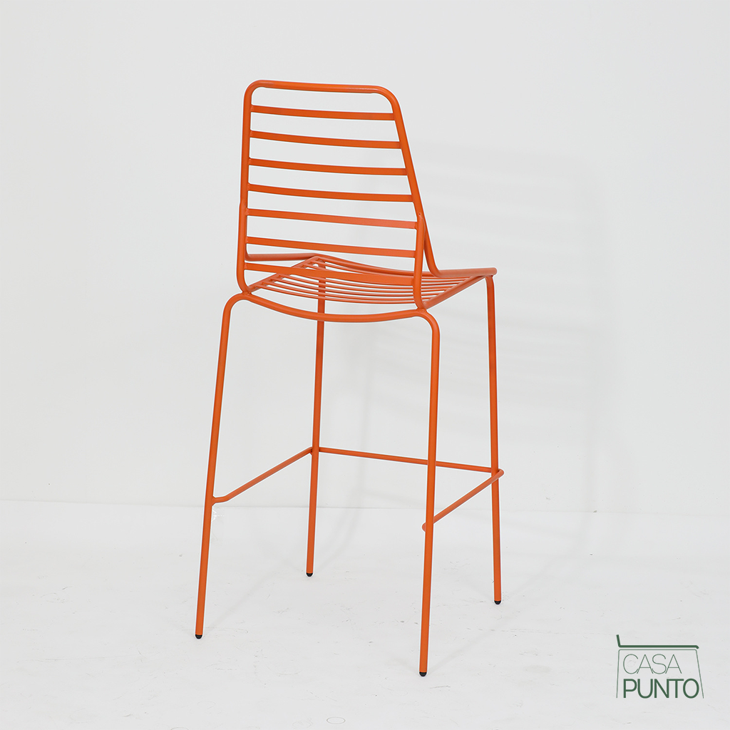 Taburete de bar Lovisa - Trona industrial de metal con cojín