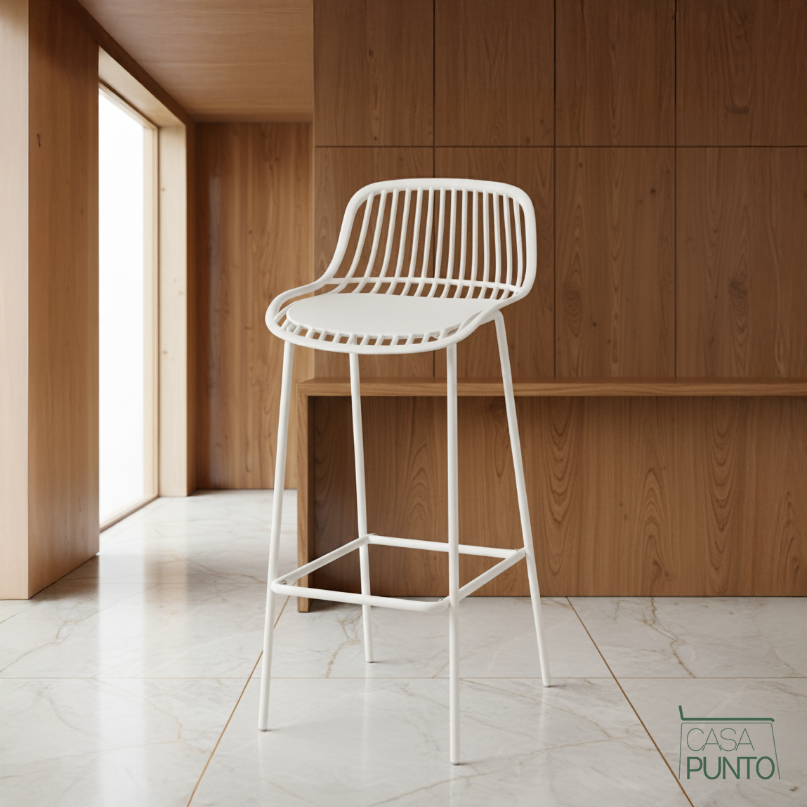 Taburete de bar Kerstin - Trona de metal estilo nórdico