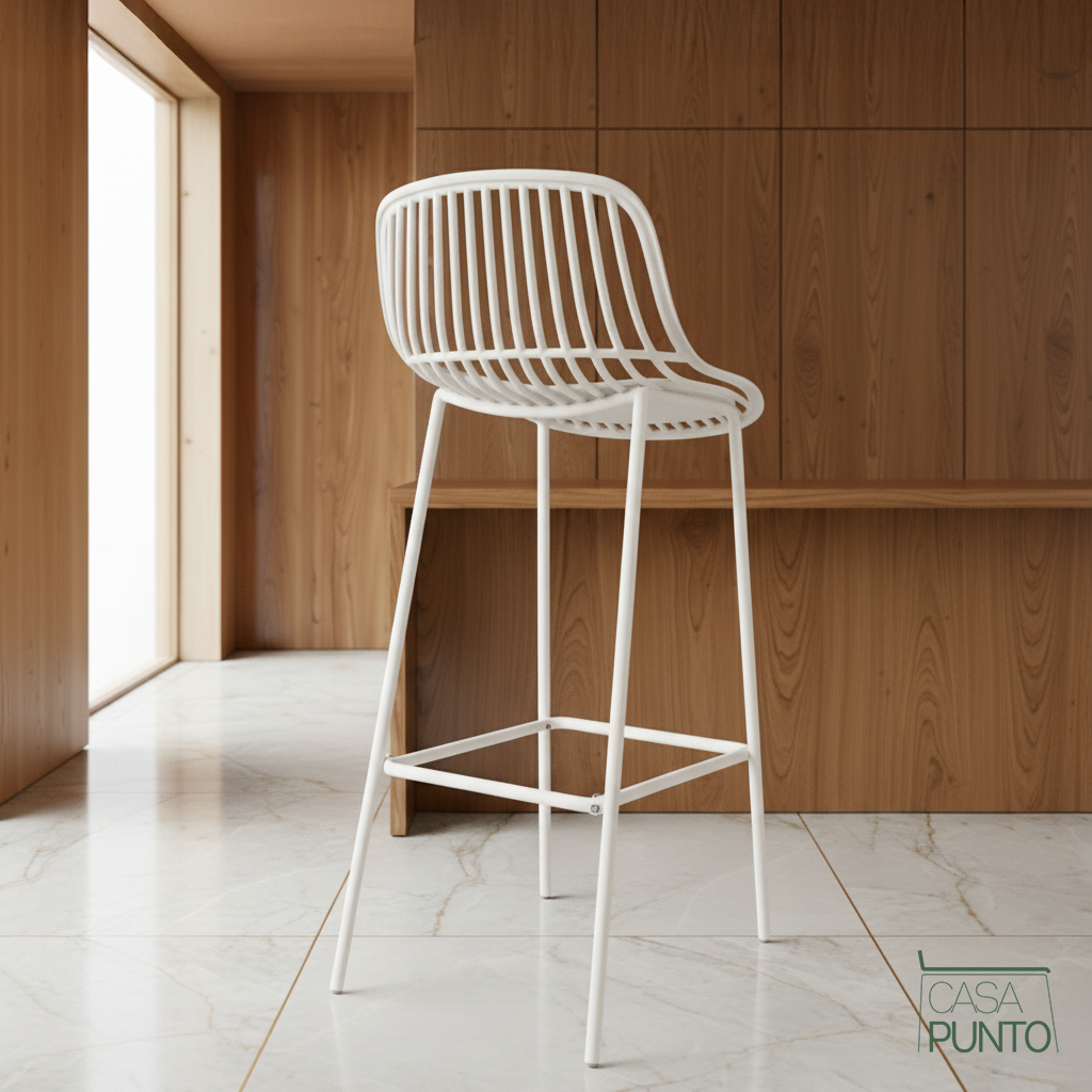 Taburete de bar Kerstin - Trona de metal estilo nórdico