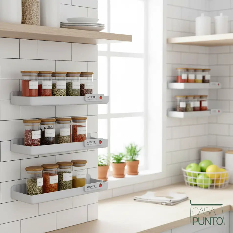 Especiero de pared lineal de 40 cm - Estante flotante adhesivo