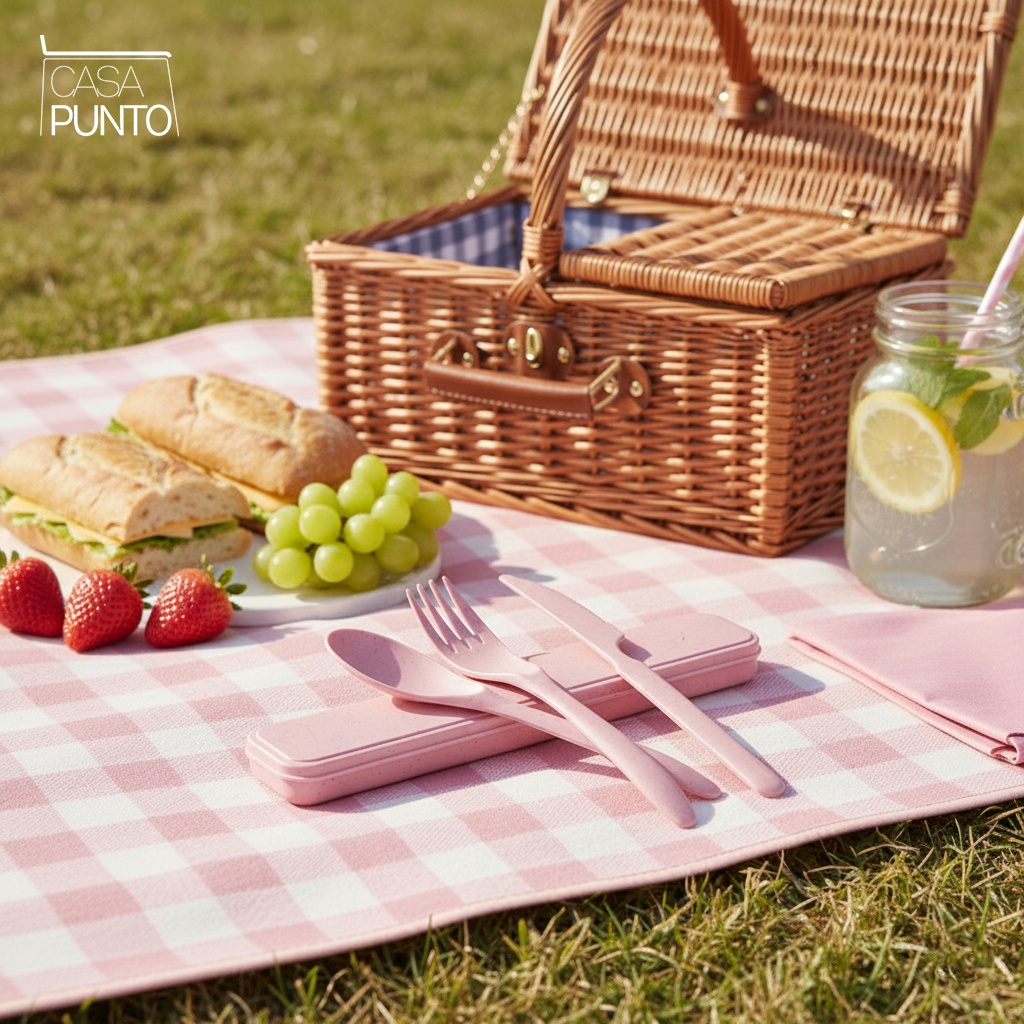 Juego de cubiertos portátiles de paja de trigo Ily con estuche