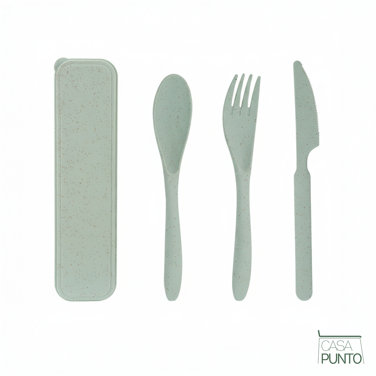 Juego de cubiertos portátiles de paja de trigo Ily con estuche