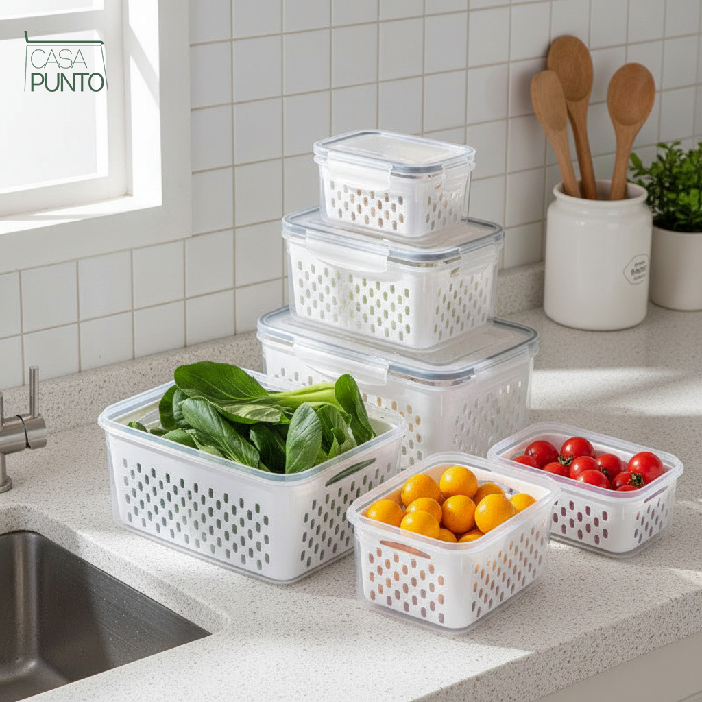 Juego de recipiente de almacenamiento con colador Karla de 3 piezas