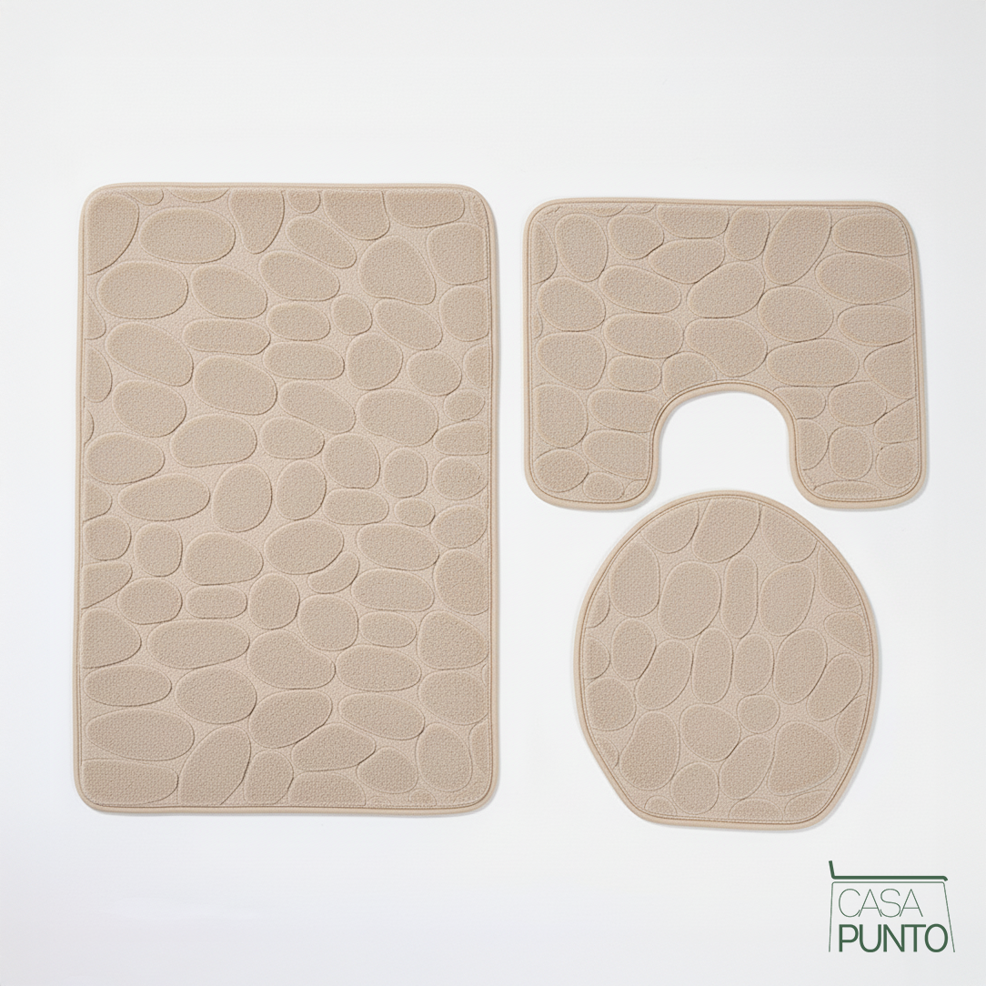 Juego de alfombrillas de baño de espuma viscoelástica de 3 piezas Lena