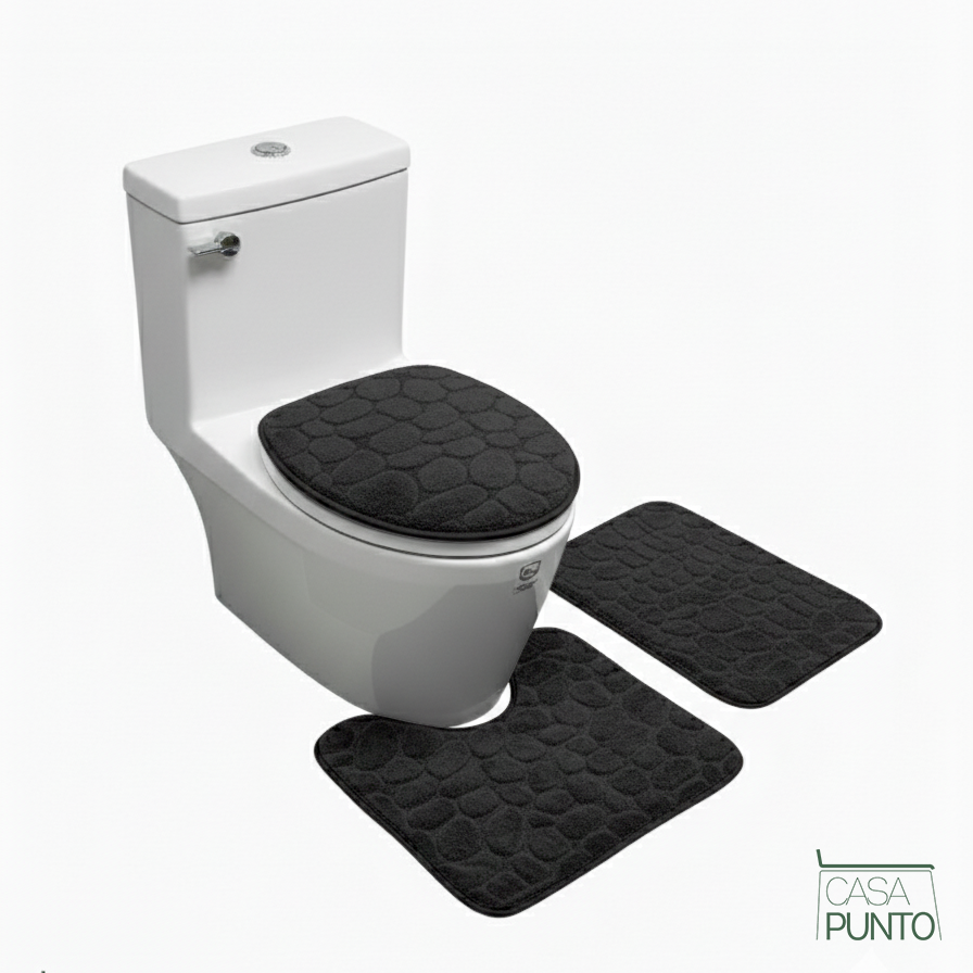 Juego de alfombrillas de baño de espuma viscoelástica de 3 piezas Lena