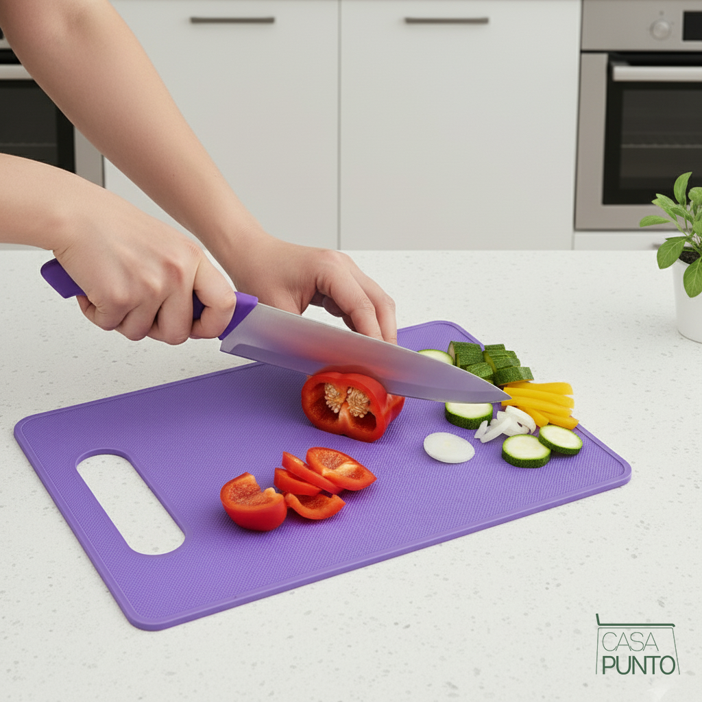 Juego de cuchillos de cocina Netta de 5 piezas con tabla de cortar