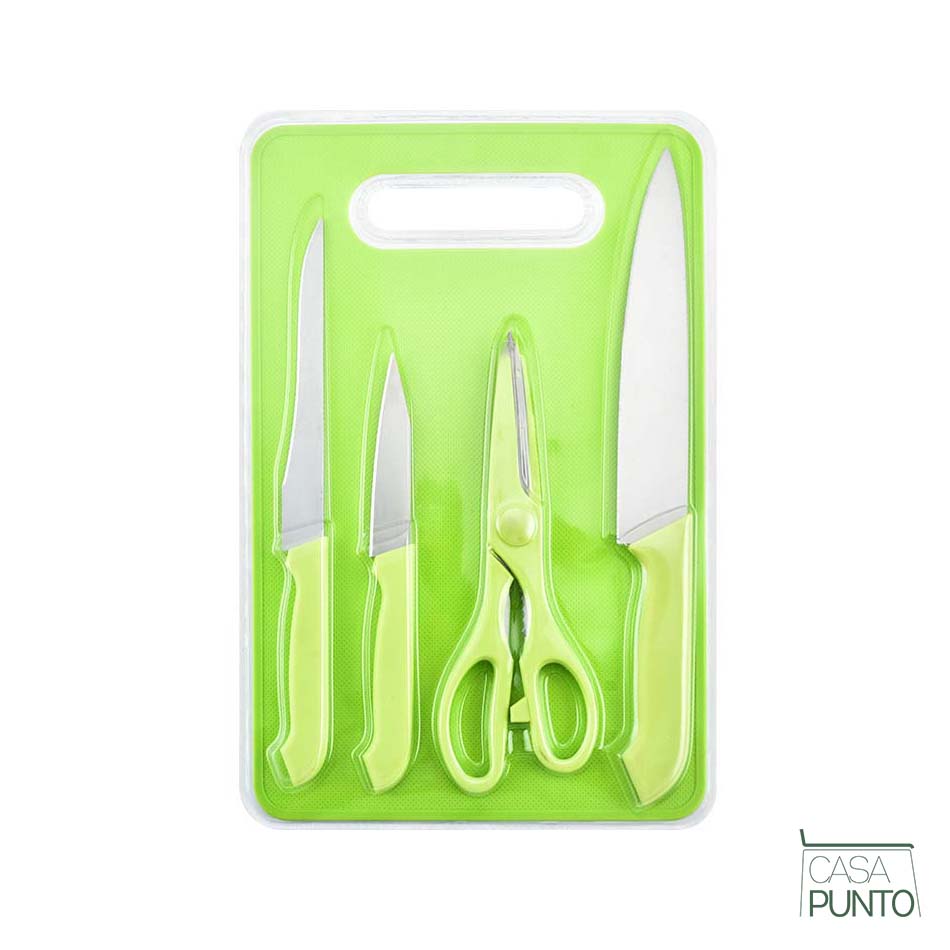 Juego de cuchillos de cocina Netta de 5 piezas con tabla de cortar