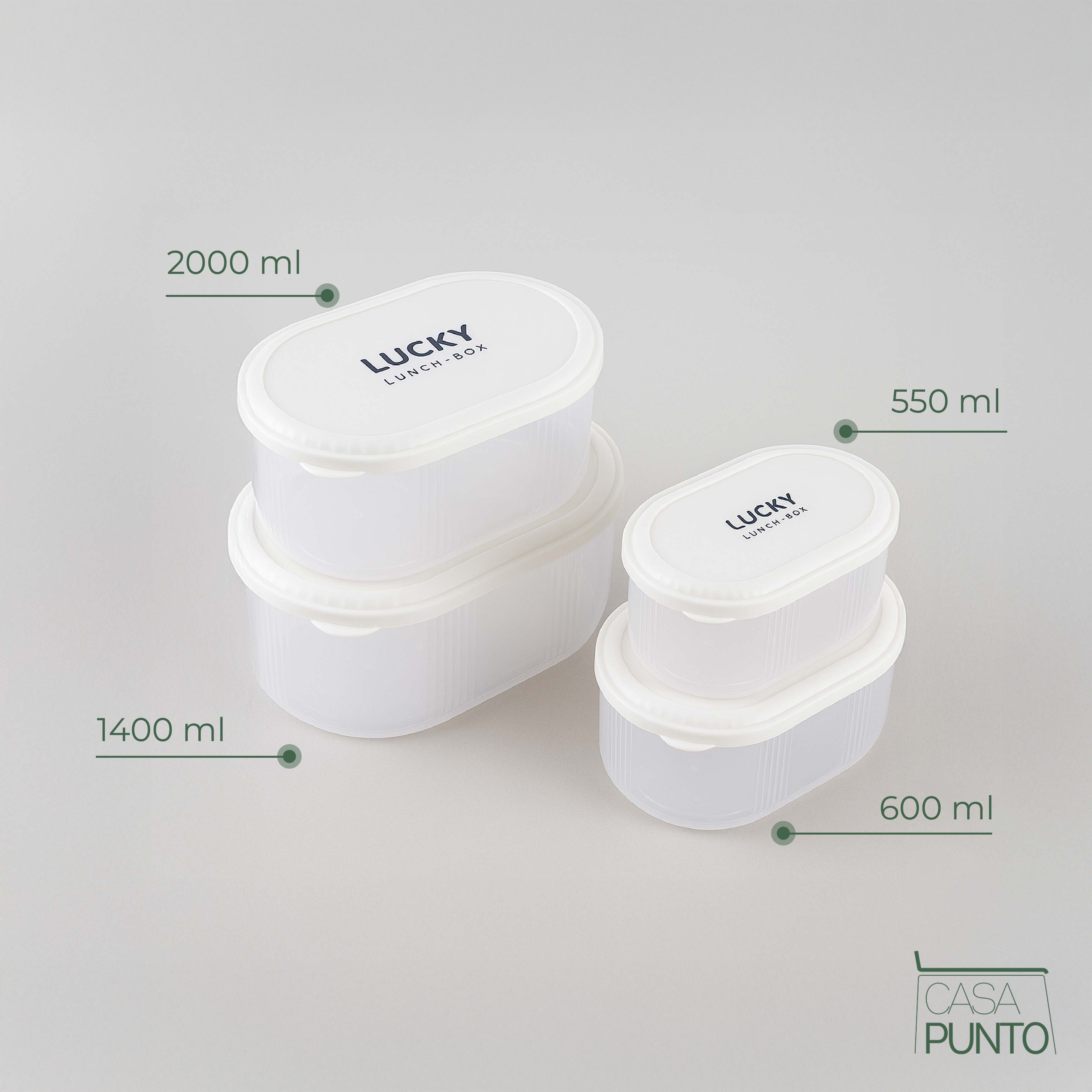 Juego de recipientes de almacenamiento de alimentos ovalados Lucky de 4 piezas