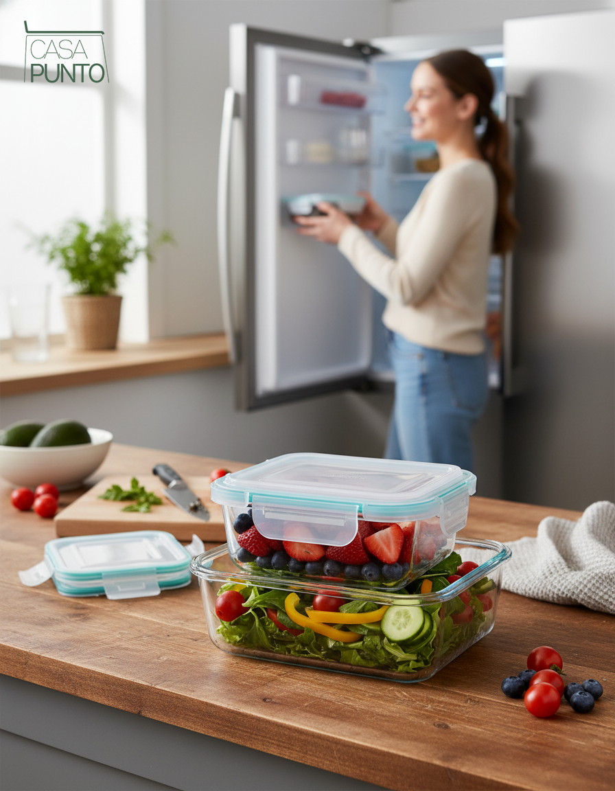 Juego de almacenamiento de alimentos de vidrio de 3 piezas Aby