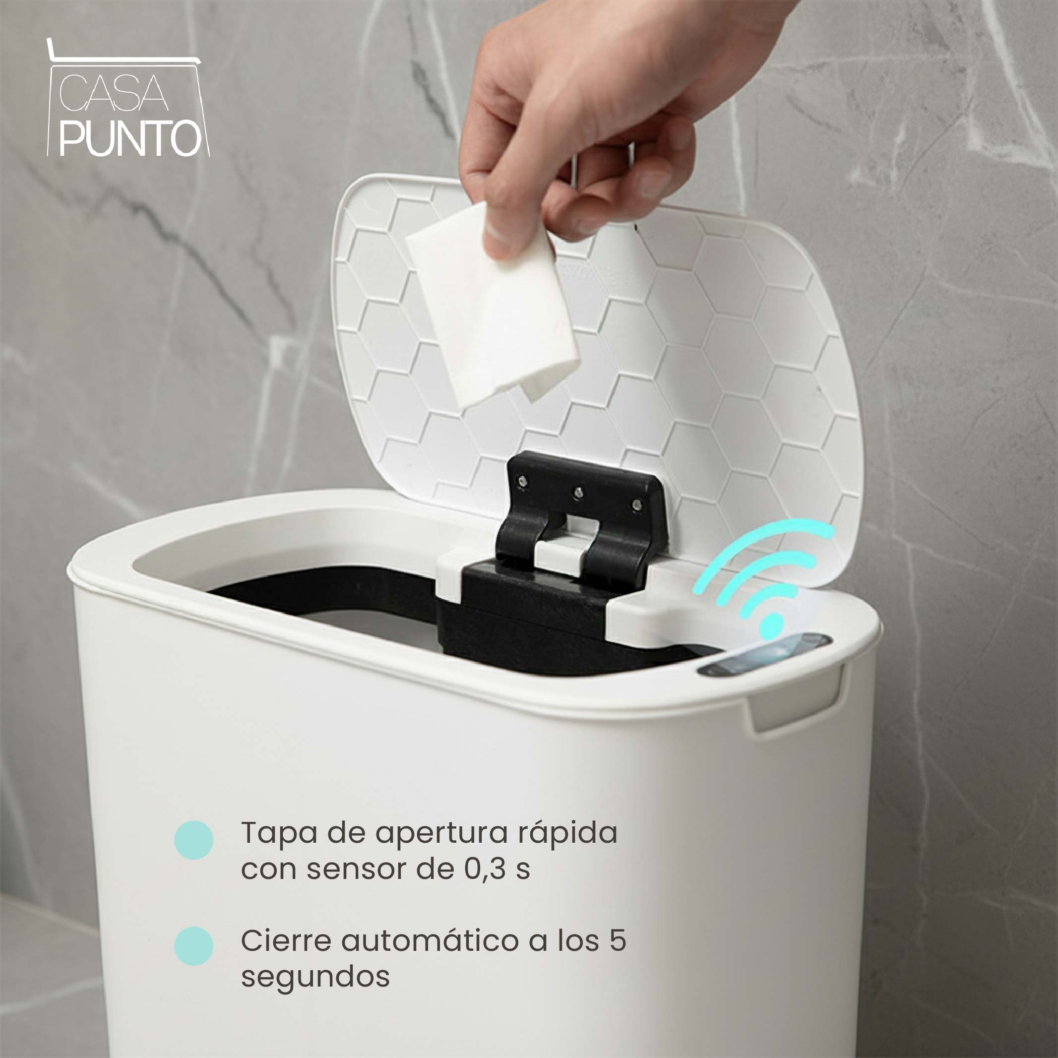 Papelera con sensor automático delgado Lottie de 13 litros - Papelera sin contacto
