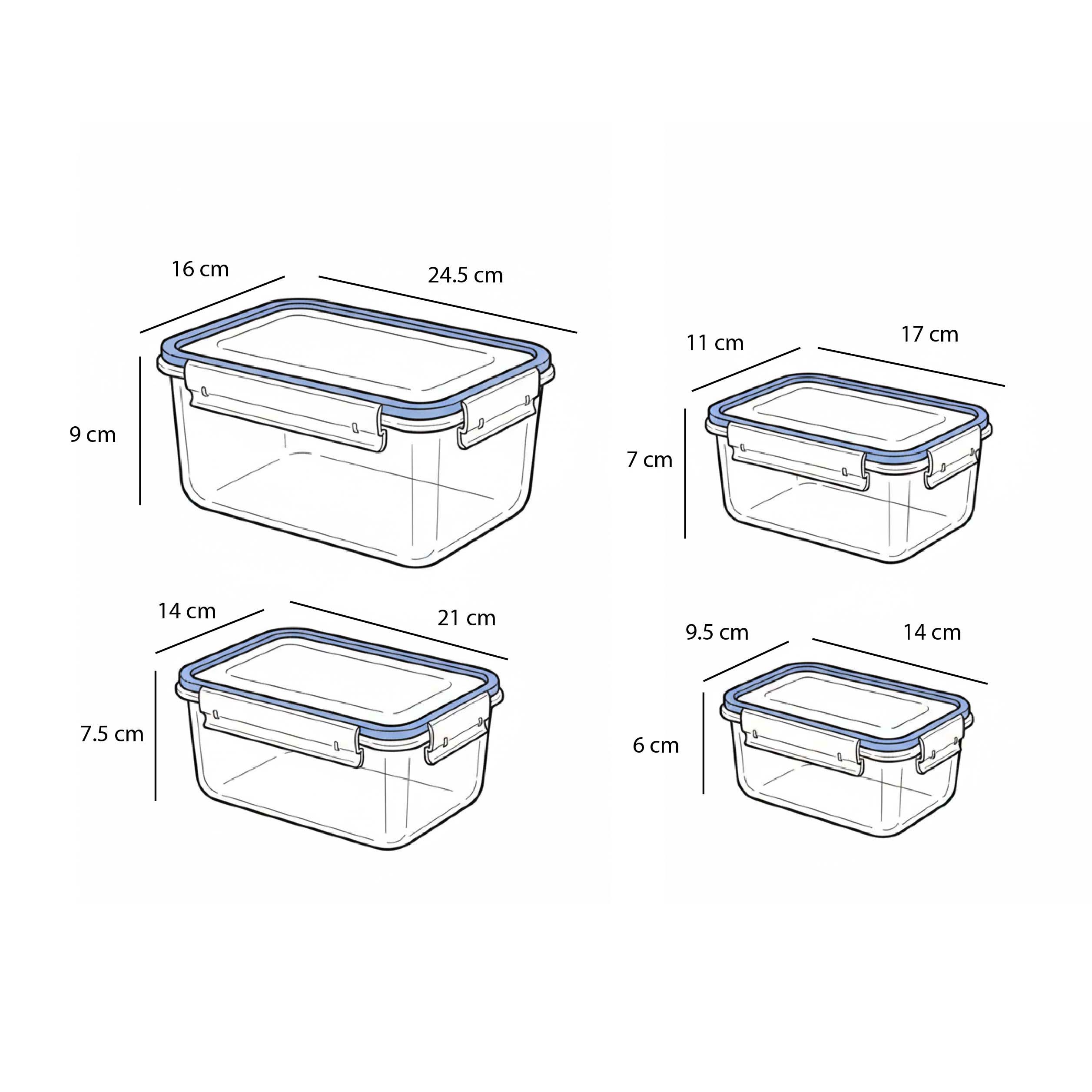 Juego de recipientes herméticos Crispy Lock-Fresh de 4 piezas - 600 ml a 2,5 l
