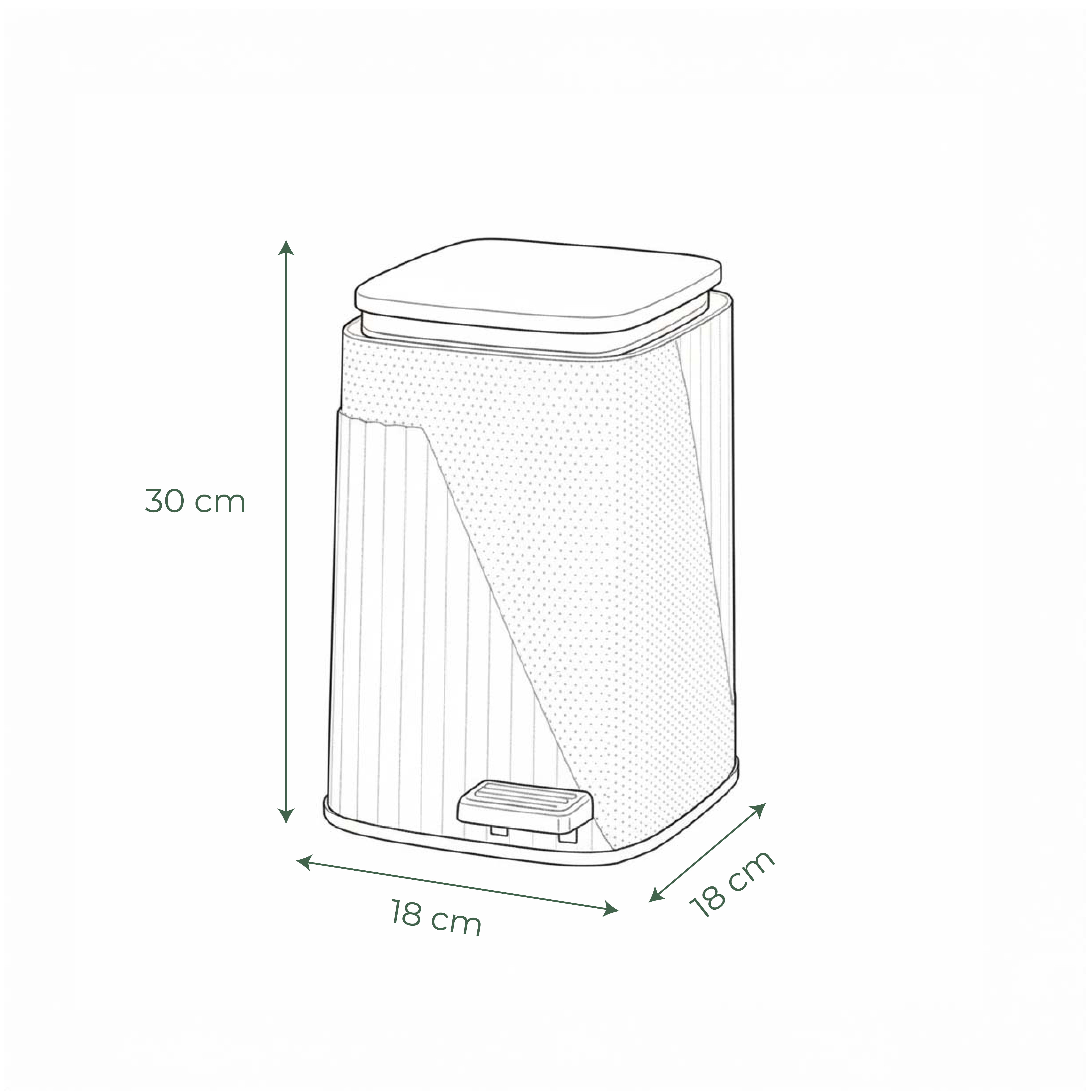 Papelera de pedal acanalada Linda de 12 litros con tapa de cierre suave