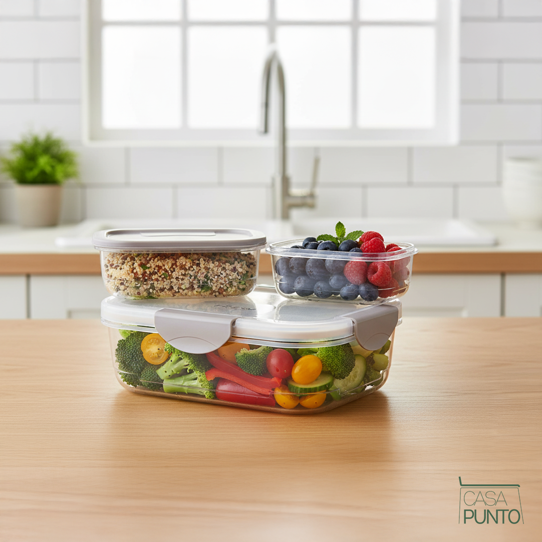 Juego de recipientes de almacenamiento de alimentos Ina de 3 piezas: 2 de 400 ml y 1 de 2000 ml