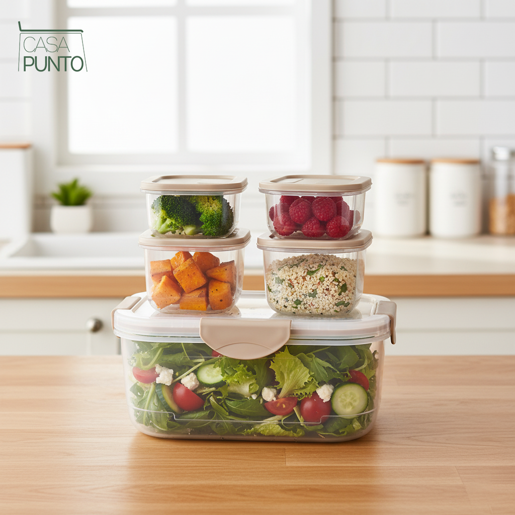 Juego de recipientes de almacenamiento de alimentos encajables de 5 piezas Lenny: 400 ml, 600 ml y 2400 ml