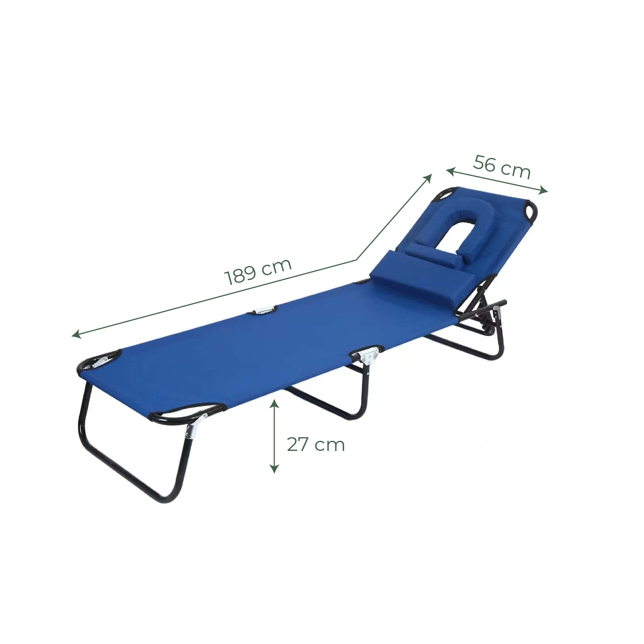 Camastro plegable Greta Sunny - Tumbona reclinable portátil multifuncional para exteriores