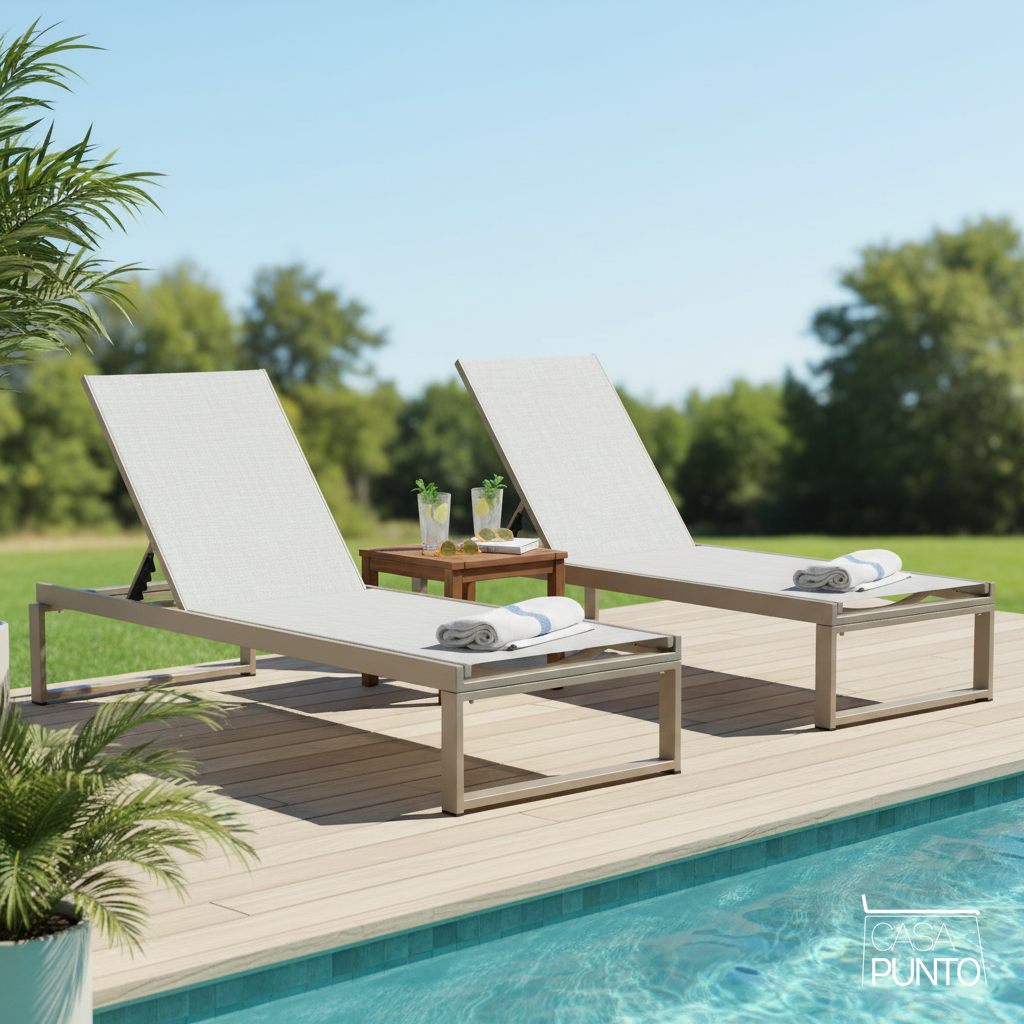 Camastro de exterior Horizon - Tumbona ajustable y extensible de malla Teslin